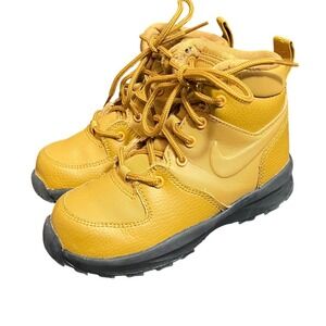 Nike Manoa Leather Boots Kids 11C Wheat Gold BQ5373-700 High Top Sneaker Boot